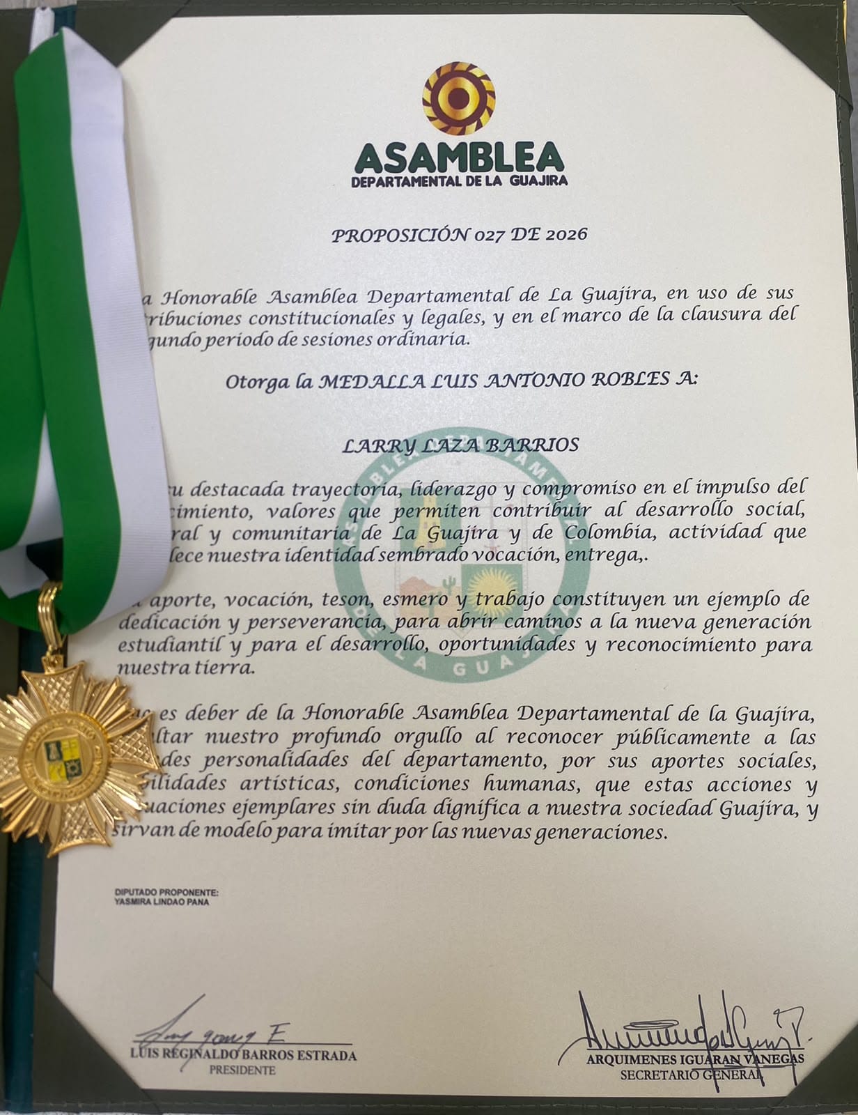 Imposición de la medalla